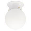 Westinghouse One-Light Indoor Flush-Mount Ceiling Fixture White, White Glass Globe 6660700